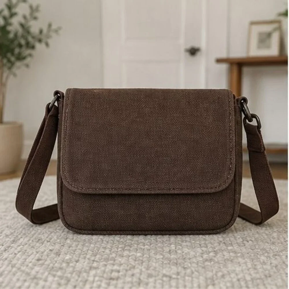 Brown Canvas Crossbody Bag